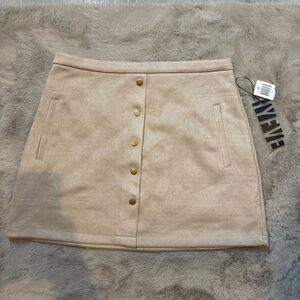 HYFVE Cream Button-Front Mini Skirt